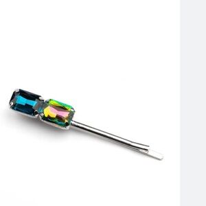 paparazzi Teal & Aurora Rectangle Gem Bobby Pin